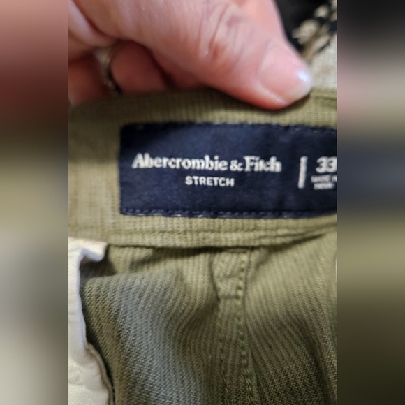ABERCROMBIE & FITCH Linen Blend Plaint Front 5" Shorts. Olive Green.Size 33 NWT - Picture 7 of 14